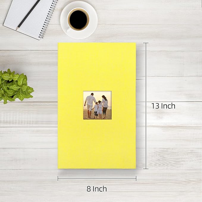 potricher Photo Album 4x6 Pictures, 300 Pockets, Linen Cover, Yellow | Linen Cover, Front Window, Large Capacity 4x6 Picture Albums, Photo Book for Family, Wedding, Anniversary, Baby, Keepsake - Image 2