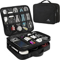 MATEIN Cable Organizer Bag, Large Travel Storage Bag, Sturdy Tool Case | with Handle, Carrying Case for Phone, Cord, Electronics Accessories, Tablet (Up to 12.9inch), Powerbank, Hard Drive, Black by MATEIN