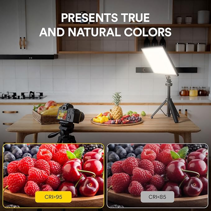13" LED Video Soft Light Panel with Desk Stand | 19.5w 650lux/M Photography Studio Lights with Cri>95 & 2500-6500k, For Tiktok, Youtube Video Recording and Streaming - Image 8
