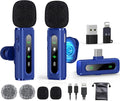 USB C Lavalier Microphone Wireless Mini Mic for Type-C Android Phone/Tablet/PC Video Recording Clip-on Mics with Rotatable Clip&Denoise Recording, Ideal for Vlog Tiktok Youtube Content Creator, Blue by GoorDik