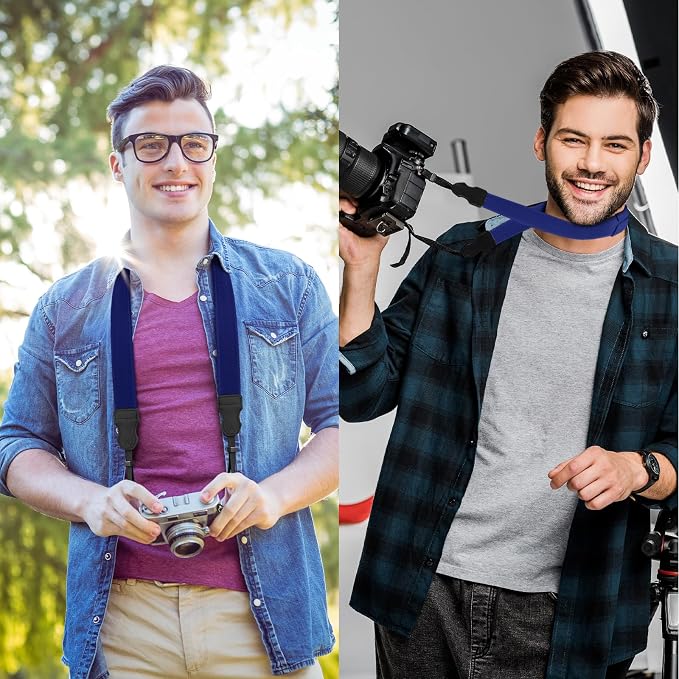 FIEIL Neck Strap Silicone Camera Straps - Padded Camera Strap, 1.5" Wide Adjustable Nylon Shoulder Strap - Compatible with Canon, Nikon, Sony, and More DSLR and Mirrorless (Prussian Blue) - Image 2