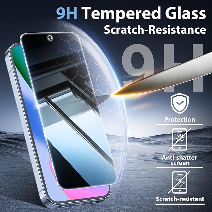 2 Pack for Google Pixel 10 Privacy Screen Protector, 2 Pack Camera Protector, Fingerprint Compatible, Anti Spy, 9H Hardness Glass for Google Pixel 10 Screen Protector - Image 5