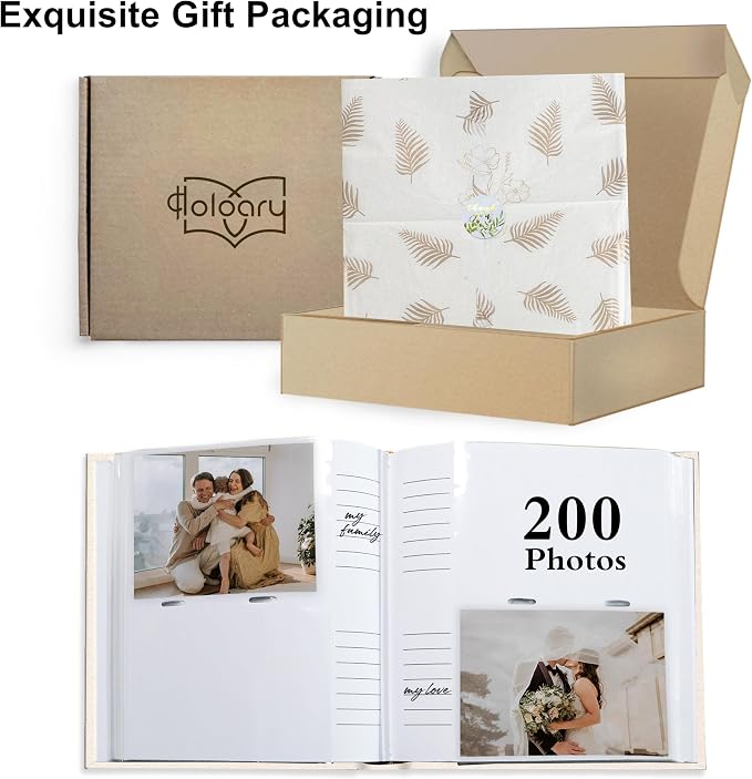 Holoary Photo Album 4x6 200 Photos, 200 Pockets 4”x6” Picture Album, Linen Fabric Cover Big Picture Book for Photos with Writing Area, 4x6 Photo Albums for Family Weddings Travel Memories(Beige) - Image 9