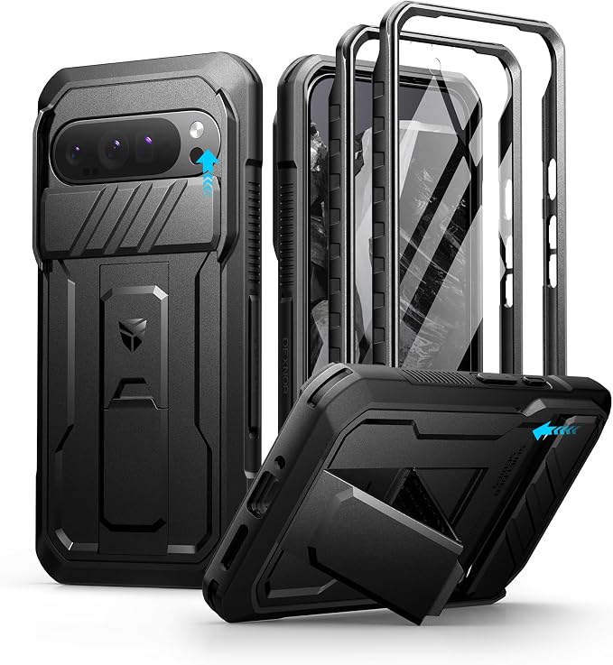 Dexnor for Google Pixel 9 Pro XL Case with Slide Camera Cover & Built-in Screen Protector & Heavy-Duty Kickstand,Full-Body Protective Cover Rugged Bumper Cases for Pixel 9 Pro XL,Black(2024) by Dexnor