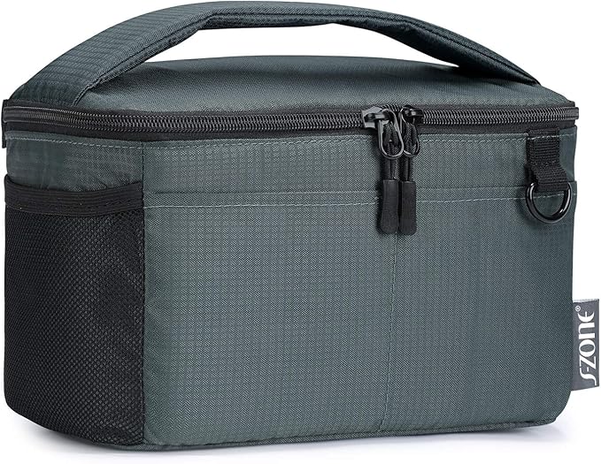 S-ZONE Water Resistant Camera Insert Bag with Sleeve Camera Case | Thicker Padding,Detachable Dividers,Fits in Backpack or Messenger Bag by S-ZONE