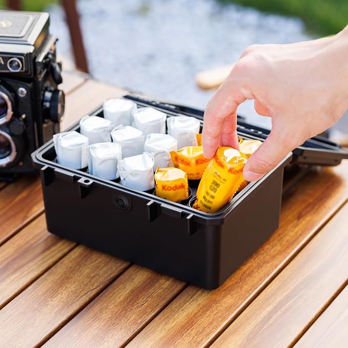 JJC Heavy Duty 120 Film Case Holder for 15 Rolls of 120-Medium Format Films | Light-sealed, IP67 Waterproof & Shock-Resistant, PP Plastic Exterior with Snap Closure, Custom Film Slots (Film not Included) - Image 6