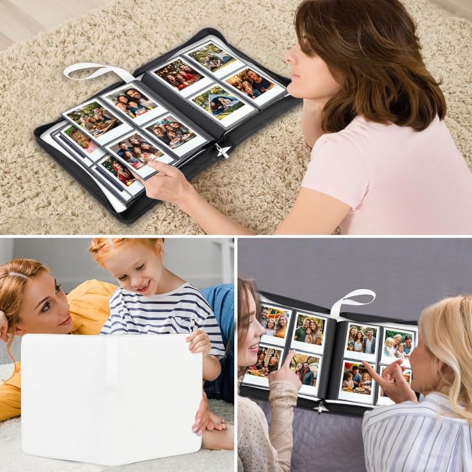 Veicevol 256-Pocket Album for Polaroid i-Type, 600 & SX-70 Photos, White | Designed for Fujifilm Instax Wide Photos, Water-Resistant PU Leather Cover, Zipper Closure, Securely Holds Up to 256 Photos - Image 7