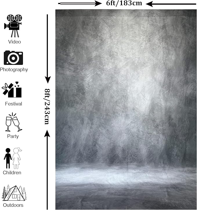 Abstract Photography Backdrop for Photoshoot 6x8ft,Grey,No Stand | Professional,Polyester Fabric,Roller Pocket on Top,Vintage Portrait Photo Props Booth Background,Photoshoot Studio - Image 4