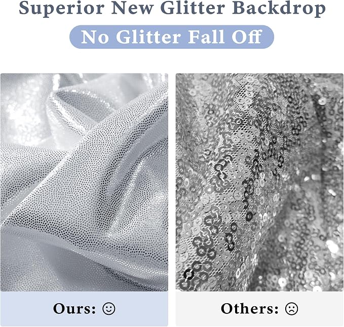 Outpain 10x10ft Silver Sequin Backdrop Curtains -Heavy Duty Gold Photography Backdrops with Non-Shedding Glitter, Wrinkle-Free Stage Drapes for Wedding/Christmas/Studio Shoots (5x10ft 2 Panels) - Image 3
