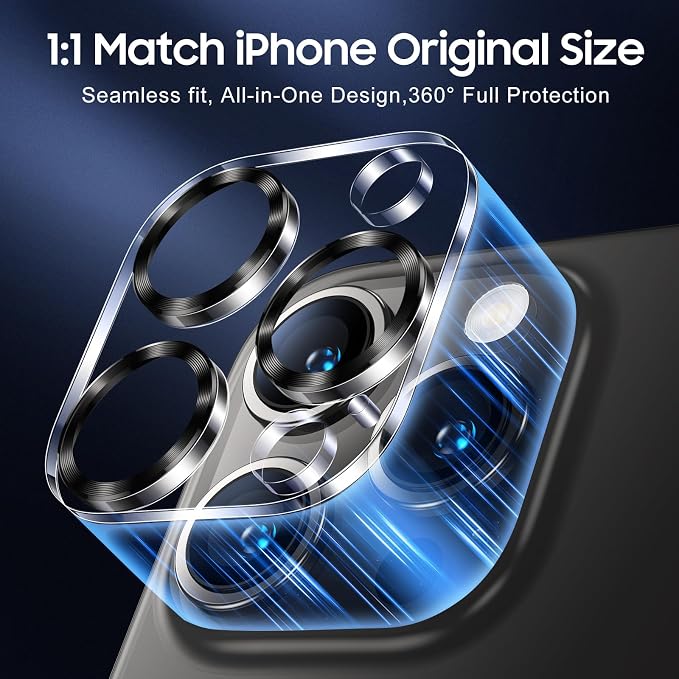 UniqueMe for 3 Pack iPhone 15 Pro/15 Pro Max Camera Lens Protector-Grey | Drop Protection, Case Friendly, 9H Tempered Glass, Camera Cover Screen, 2023 New Version - Image 5