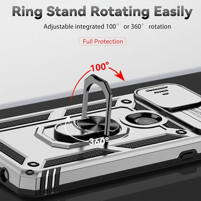 Cellular Phone Case for Moto One 5G Ace, Military Grade Shockproof with Kickstand, Grey - Image 6