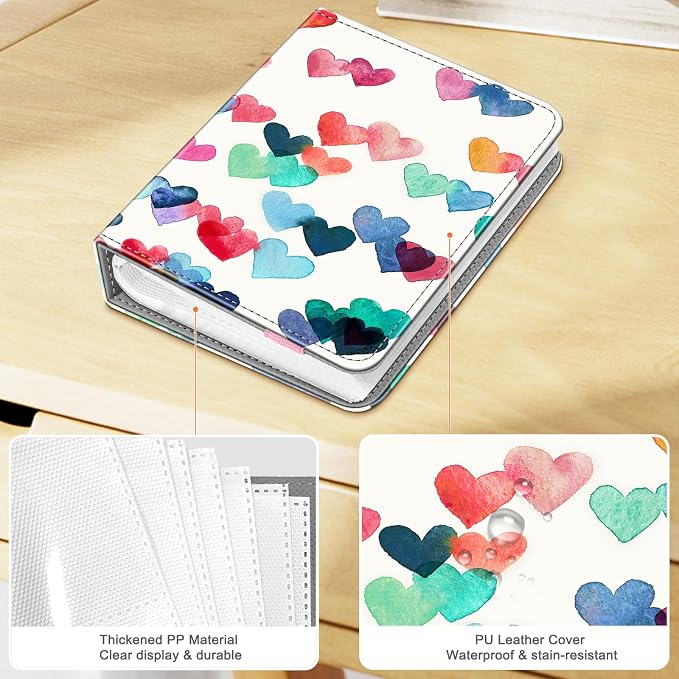 Fintie Mini Photos Album Book for 2x3 Inch Films - 104 Pockets Small Albums | For Fujifilm Instax Mini 13/12/11/99/40/Evo/Se/7+/Liplay Instant Camera, Photos Keepsakes, Kids Memory Book, Raining Hearts - Image 8