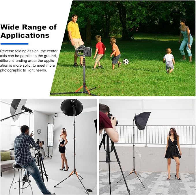 Extendable Travel Light Stand 7.2ft / 2.2m Portable Tripod with Carry Bag | Light Weight Adjustable Sturdy for Photography Studio Outdoor Shooting Speedlight Flash Reflector Ring Light - Image 5