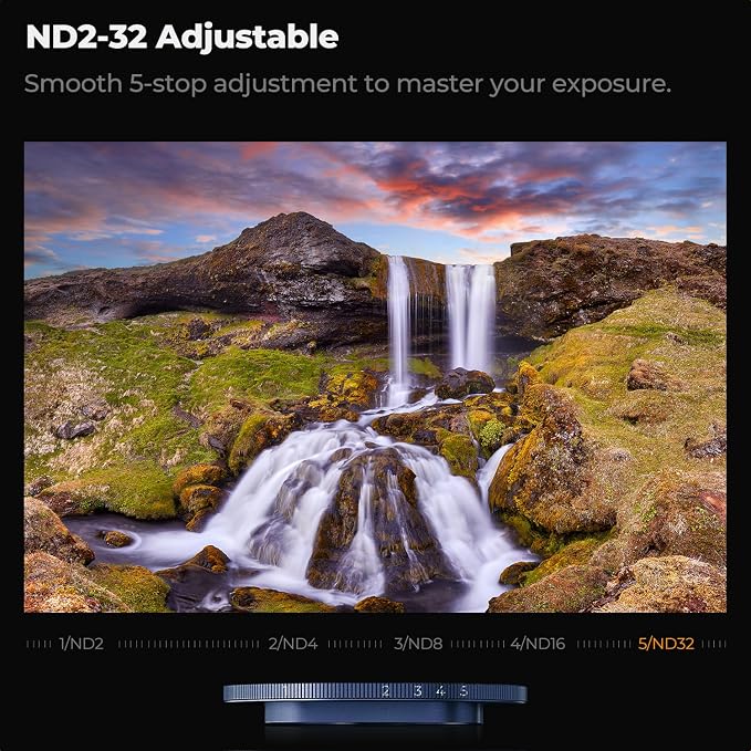 K&F CONCEPT Snap-On ND2-32 Filter Compatible with iPhone 17 Pro & Pro Max | 11.2g Ultra-Lightweight Variable ND Lens Filter with Snap-on Deco Mount, AGC Glass 28-Layer Coating, FA301 - Image 3