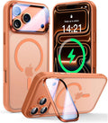 VOFATA [Upgraded Full Camera Protection] for iPhone 17 Pro Case with Camera Cover Stand [Fit for MagSafe][10FT Mil-Grade Protection] Translucent Magnetic iPhone 17 Pro Phone Case, Orange by VOFATA