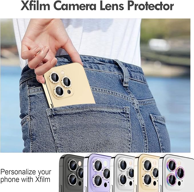 for iPhone 14 Pro/14 Pro Max Camera Lens Protector Diamond, Gold | Individual Metal, 9H Hardness, Scratch Resistant, Shockproof, Drop Protection, Case Friendly, Stylish Accessories - Image 5