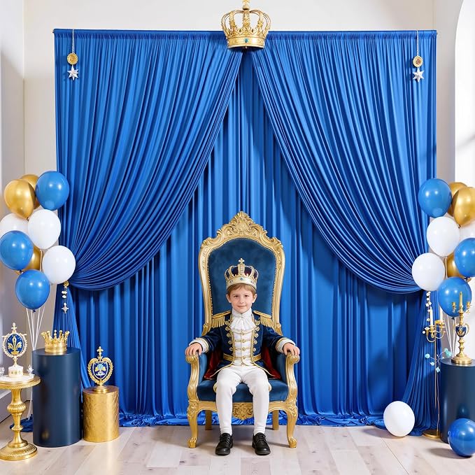 50x12 ft Royal Blue Backdrop Curtains for Weddings, Birthdays and Photos | 10 Panels 5x12 ft, Wrinkle-Free Polyester Drapes, Washable, Ironable, 4 in Rod Pocket for Baby Showers Photography Background - Image 6