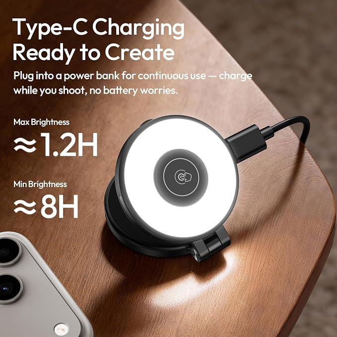 ULANZI LM21 Dual Sided Magnetic Selfie Ring Light for Phone with Magsafe | for iPhone/Android, 8000K CRI≥95, Touch Control, Extendable, Rechargeable, for Vlog,Video Call,TikTok,Video Call,Live Stream - Image 6