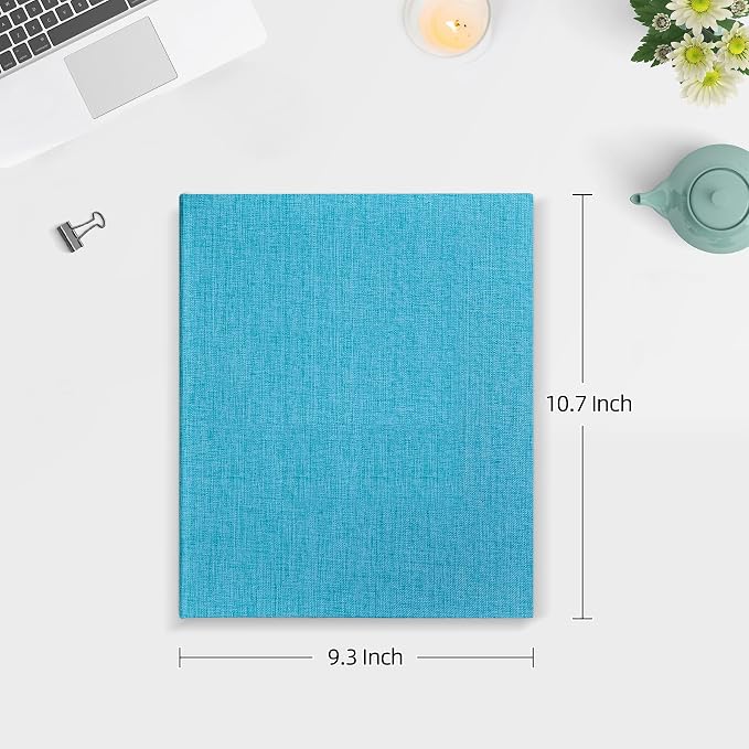 Mublalbum 2 Pack Small 8x10 Photo Album, 52 Pockets, Linen Cover,Blue | Linen Cover, Portable Mini Picture Book, Holds 52 Vertical Pockets for Artwork Postcards, Picture Storage - Image 2