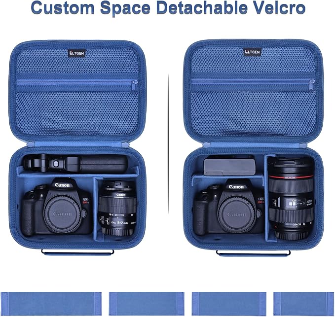 Small Camera Case Bag for Canon EOS Rebel T7/R50//R100 DSLR Camera Blue | Hard Carrying Travel Case for Canon EOS Rebel T7/R50//R100/R6 Mark II/R8/R6 Mark III/R50 V/T6/R10/R5 Mark II DSLR SLR Camera - Image 3