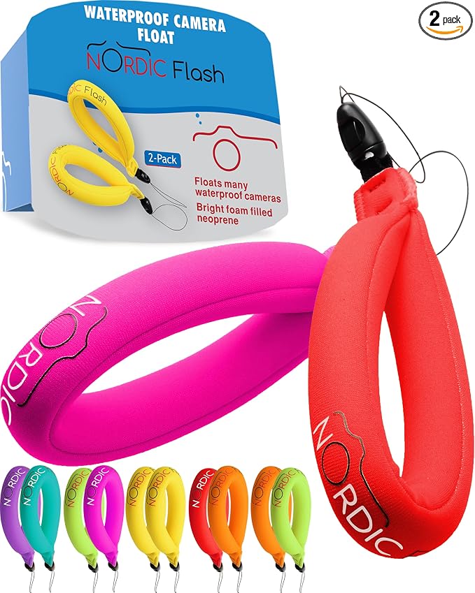 Nordic Flash Floating Camera Wrist Strap 2-Pack, Underwater & Waterproof | Camera & Phone Float Strap Compatible with GoPro Hero 13, Insta360 X4, DJI Action 5 Pro, OM System TG-7 & Kodak PixPro WPZ2 by NordicFlash