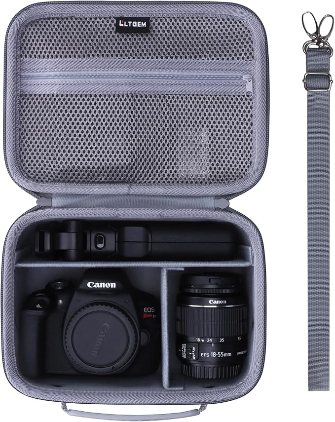 Small Camera Case Bag for Canon EOS Rebel T7/R50//R100 DSLR Camera Gray | Hard Carrying Travel Case for Canon EOS Rebel T7/R50//R100/R6 Mark II/R8/R6 Mark III/R50 V/T6/R10/R5 Mark II DSLR SLR Camera by LTGEM
