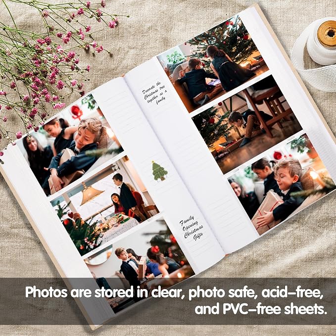 450 Pocket 4x6 Photo Album with Writing Space, Linen Cover, Beige | Large Capacity, 4x6 Album Book, with Memo for Family, Wedding Baby, Travel Memories Graduation Pictures - Image 5