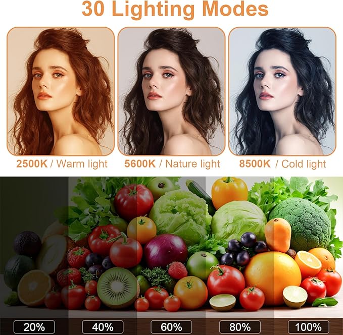 1-Pack LED Video Lighting Kit, Anautin 15W/1700Lux Photography Lighting with Tripod Stand, 2500-8500K Dimmable Streaming Light for Video Recording, Gaming, Podcast, Barber, Salon, TikTok, YouTube - Image 3