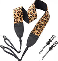 Padwa Lifestyle Leopard Velvet Camera Strap - 2" Double Layer Full Grain Cowhide Leather Head Camera Straps for Photographers,Unique Soft Velvet Fabric with Quick Release fits all Cameras by PadwaLifestyleCameraStrap