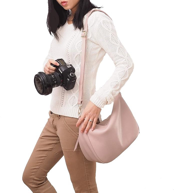 Meliae Camera Bag for Women, DSLR Mirrorless Camera Purse, Leather Shoulder Crossbody Hobo Travel Tote - Image 2
