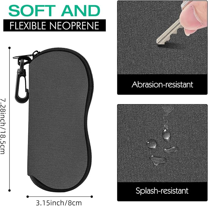 MoKo Sunglasses Soft Case Ultra Light Neoprene Zipper Eyeglass Case for Men Women - Image 2