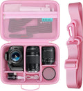 RAIALL Case for Canon EOS Rebel T7/R50/R100/Sony/Nikon D7500 Camera, Pink | for R50V/R8/R10/RP/R7/R6 Mark II/R5 DSLR SLR, Lens, Tripod, Hard Protective Travel Bag with a Shoulder Strap and 5 Dividers by RAIALL