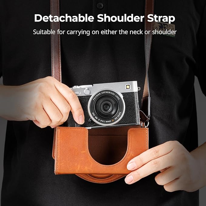 SmallRig Leather Case Bag for FUJIFILM X-E5 / X100VI, for Ricoh GR IV/GR III, Carrying Case with Magnetic Closure, Protective Pouch, Compact Storage Bag, Crossbody Bag, Shoulder Strap, Brown-5986 - Image 4