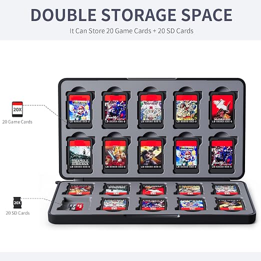 RHOTALL Black Game Card Case for Nintendo Switch/OLED/lite/Switch 2, 20 Game Holder Cartridge Case for Game Cards and 20 SD Cards,Portable Magnetic Closure - Image 5