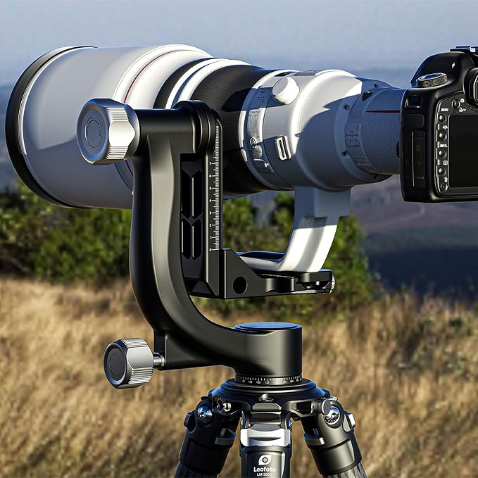 Leofoto Gimbal Head, Compact Outdoor Shooting Gimbal Head with 360° Pan Rotation, 3/8"-16 Mounting Hole and Arca-Type Clamp for DSLR/Camcorder/Camera/Telephoto, Max Load to 30kg /66.14 lb (PG-4-Black) - Image 4