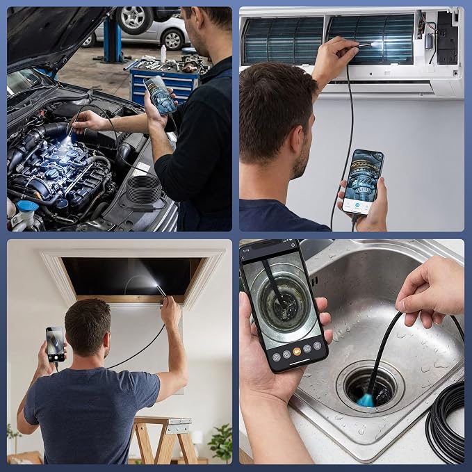 Endoscope Camera,16.4FT,8mm Inspection for iOS and Android (Single-Lens) | 1920P HD Borescope Camera with 8 Adjustable LED, IP67 Waterproof - Image 6