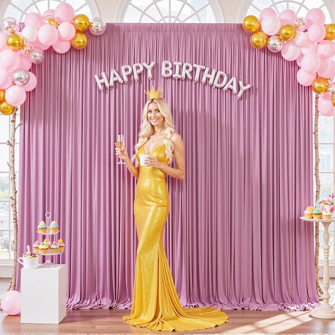Dusty Pink Backdrop Curtain for Parties Wedding Wrinkle Free Pink Photo Curtains Backdrop Drapes Fabric Decoration for Birthday Party Baby Shower 5ft x 7ft,2 Panels - Image 9