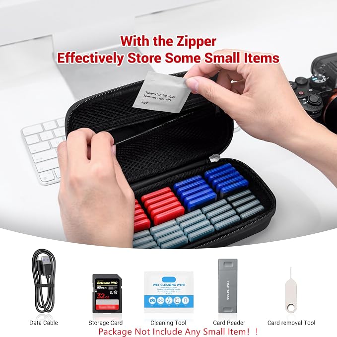 EVA PU CFexpress Type A Card SD Card Holder with 40PCS Individual Plastic Memory Card Case for 20 CFexpress Type-A Cards & 20 SD SDXC SDHC Cards,Water-Resistant CFA Memory Card Storage for Sony Camera - Image 4