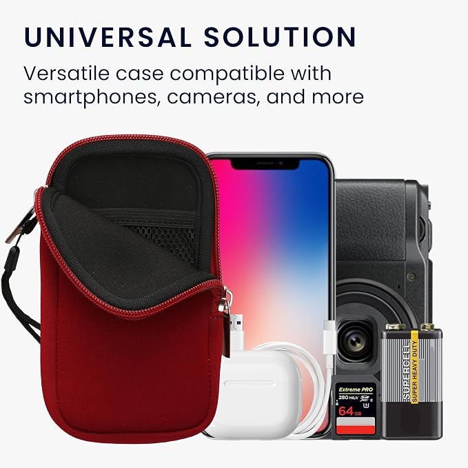 kwmobile Universal Phone Pouch Size M - 5.5" - Neoprene Smartphone Pouch with Zip - Water-Repellent Mobile Phone Case - Sleeve in Red - Image 4