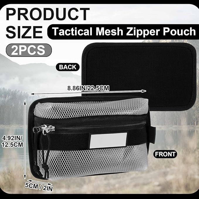 Aliceset 2 Pcs Tactical Pouch Admin Pouch Tactical Bag Insert Panel Organizer with Writable Patches, Molle Panel Accessories Utility Storage Pocket Accessories(Black, White,Classic Style) - Image 2