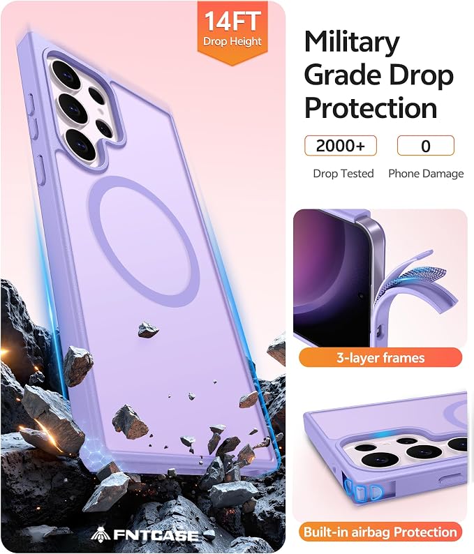 FNTCASE for Samsung Galaxy S23 Ultra Case, Compatible with Magsafe | Translucent Matte Magnetic Back, 14FT Military Grade Drop Protection, Shockproof Protective Phone Cover - Image 5