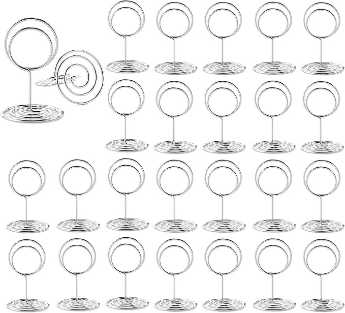 Table Number Holders, 26PCS Place Card Holder, Photo Holder (2" Silver) | Picture Holder, Card Stand Name Menu Clips, Small Size Table Sign Card Holder for Centerpieces Wedding Birthday Party - Image 8