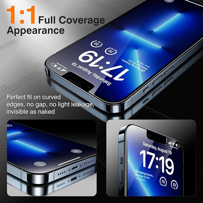 EZ-GLAZ-4+2 Pack for iPhone 13 Pro Max Privacy Screen Protector (6.7") | 2-Pack Lens Protectors, Alignment Kit, Easy Installation, 9H+ Tempered Glass, Scratch Resistant, 28° Privacy Protection - Image 6