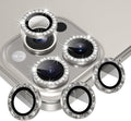 AGVEE 3+3 6 Pack for iPhone 16 Pro & Max Camera Lens Protector Cover | Individual Bling Diamond & Bling Glitter Sparkle Cute Gem Metal Ring, 9H Tempered HD Glass by AGVEE