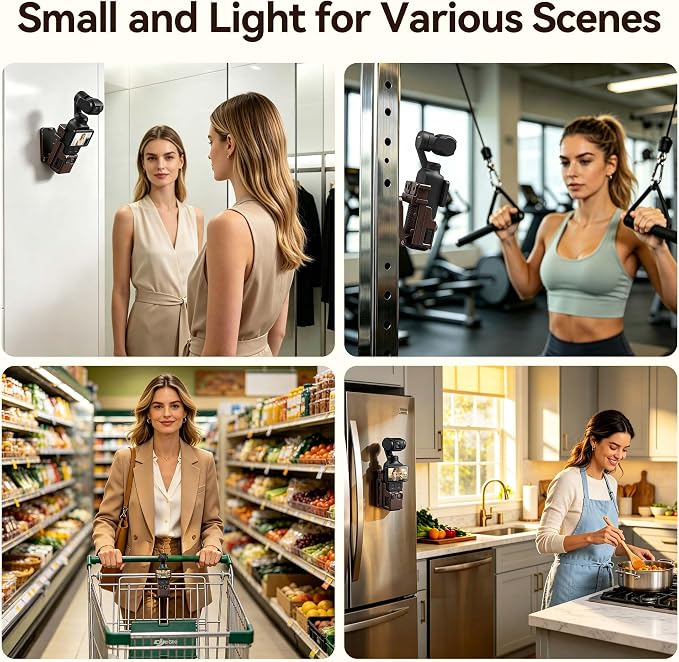 AMAZEAR Magnetic Mount Stand Compatible with DJI Osmo Pocket 4P/4/3/Xtra Muse, Pocket4 Accessories Adapter Clamp Magnet Suction Case Holder on Desktop/Vertical Surface, 180° Adjustable Handle, Brown - Image 6