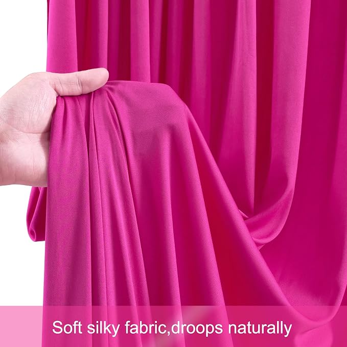 6 Panels Hot Pink Backdrop Curtains for Wedding Party Wrinkle Free Backdrops Curtain Drapes Fabric Decorations Fuchsia Photo Back Drop for Baby Shower Photography Stage Reception 30ft(W) x 12ft(H) - Image 6