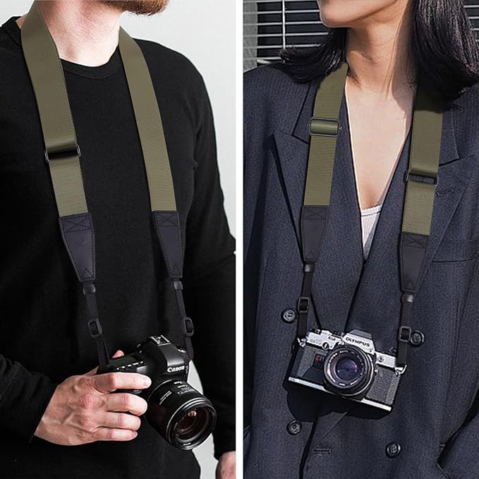 Padwa Lifestyle Adjustable Camera Strap - 1.5" Full Grain Leather Ends Camera Straps for Photographers, Adjustable Neck Shoulder & Crossbody Nylon Strap Quick Release for Cameras and Binoculars - Image 5