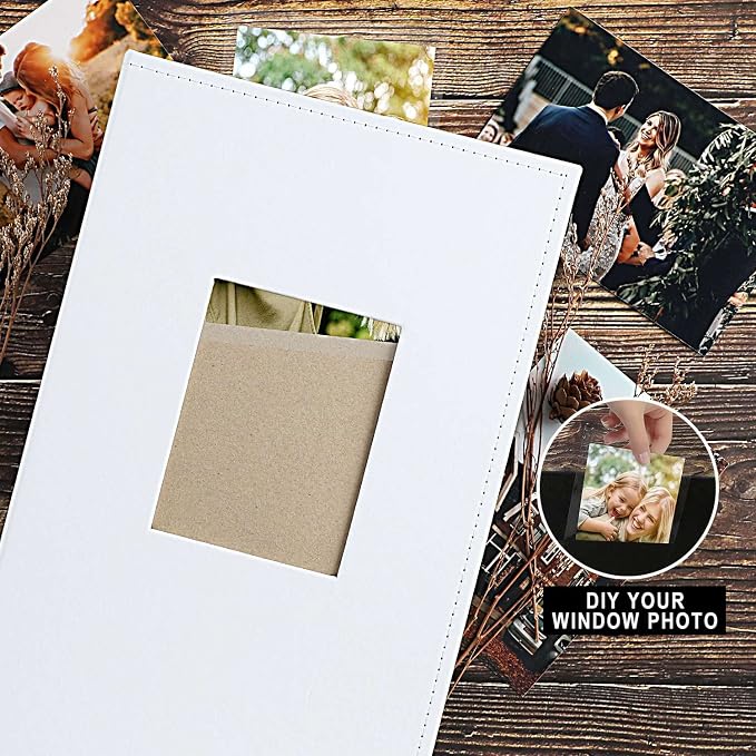 Ywlake Photo Album 4x6 300 Pockets, Leather Photo Albums Holds 300 Horizontal Only Pictures White - Image 3