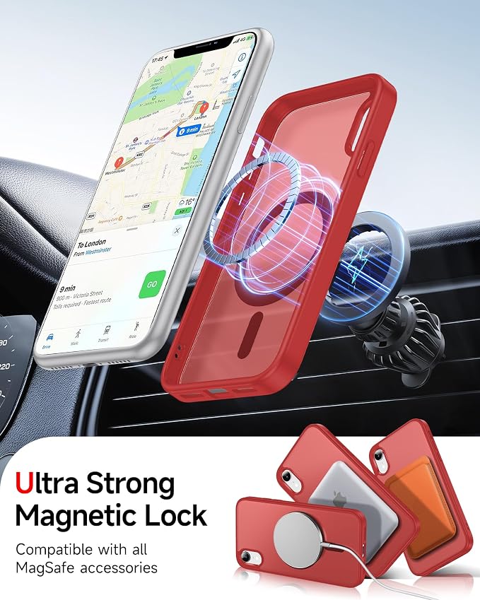 LeYi for iPhone-XR Phone Case Red with Screen Protector X2 + Camera Cover X2:[ MagSafe Compatible] Magnetic Cases for i Phone 10 iphoneXR Military Grade Protective Slim Matte Funda para 10XR, Red - Image 4