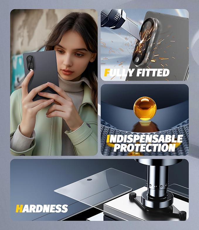 Orzero (3+3 Compatible for Samsung Galaxy Z Fold 8, 3 Pack Front Screen Protector + 3 Pack Camera Lens Protector, Tempered Glass 9H High Definition Anti-Scratch Bubble-Free - Image 3